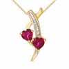 Thumbnail Image 3 of Lab-Created Double Ruby Heart Pendant and Ring Set in 10K Gold