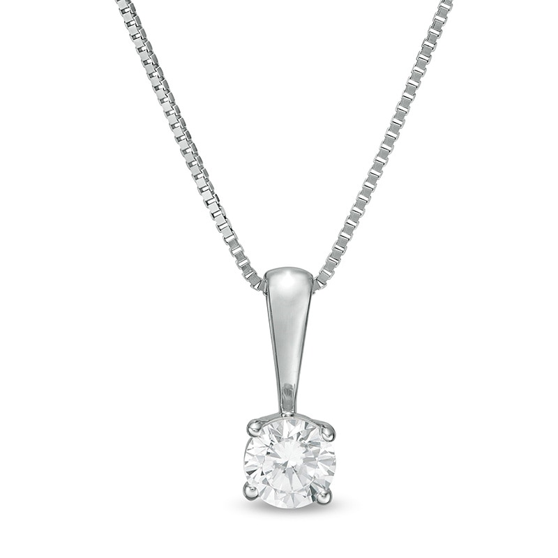 Main Image 1 of 1/4 CT. Diamond Solitaire Pendant in 14K White Gold (J/I2)