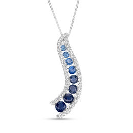 Journey Blue Sapphire and Diamond Accent Pendant in 14K White Gold