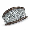 Thumbnail Image 1 of 3/4 CT. T.W. Champagne and White Diamond Concave Ring in 14K White Gold