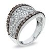 Thumbnail Image 2 of 3/4 CT. T.W. Champagne and White Diamond Concave Ring in 14K White Gold