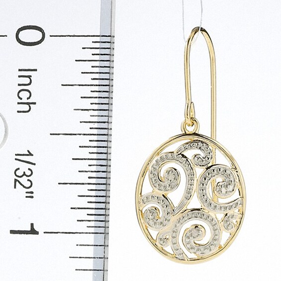 Diamond Accent Scroll Pattern Earrings in Sterling Silver with 18K Gold Plate Diamond Accent Scroll Pattern Earrings in Sterling Silver with 18K Gold Plate