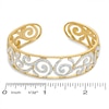 Thumbnail Image 1 of Diamond Accent Scroll Cuff Bracelet in Sterling Silver with 18K Gold Plate - 7.25"