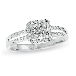 1/4 CT. T.W. Diamond Split Shank Ring in 10K White Gold