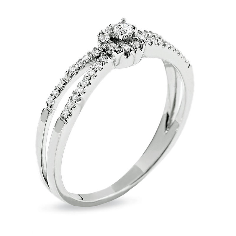Main Image 2 of 1/8 CT. T.W. Diamond Split Shank Promise Ring in 10K White Gold