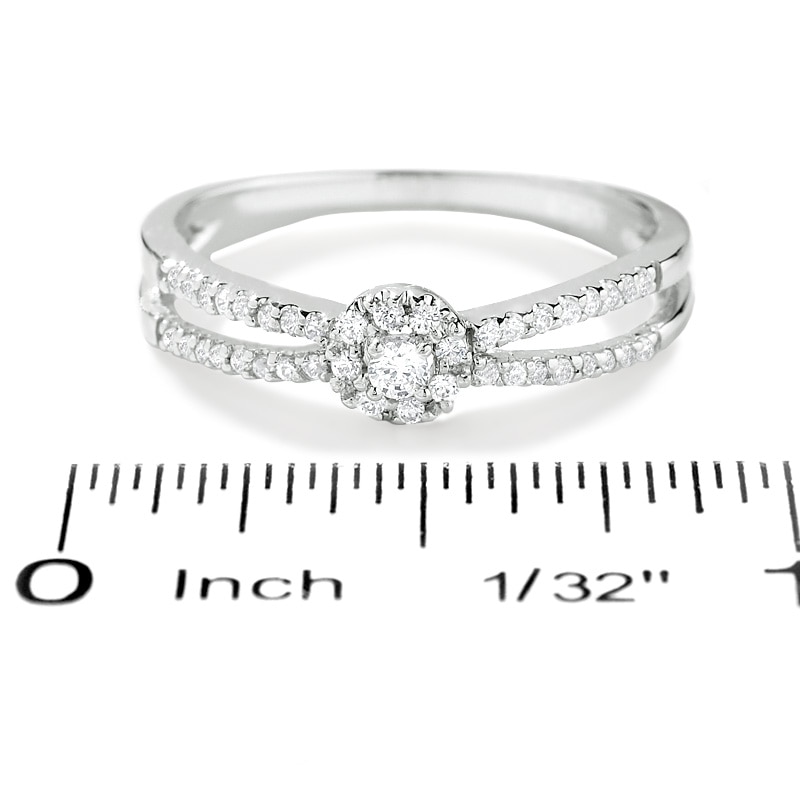 Main Image 3 of 1/8 CT. T.W. Diamond Split Shank Promise Ring in 10K White Gold