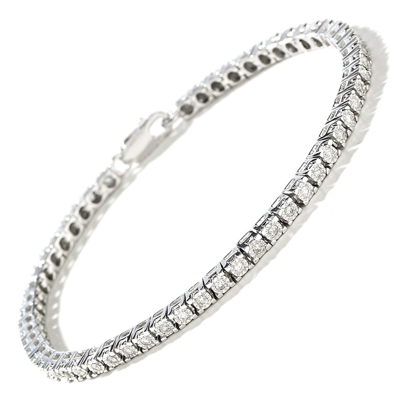 Main Image 2 of 3/4 CT. T.W. Diamond Tennis Bracelet in Sterling Silver