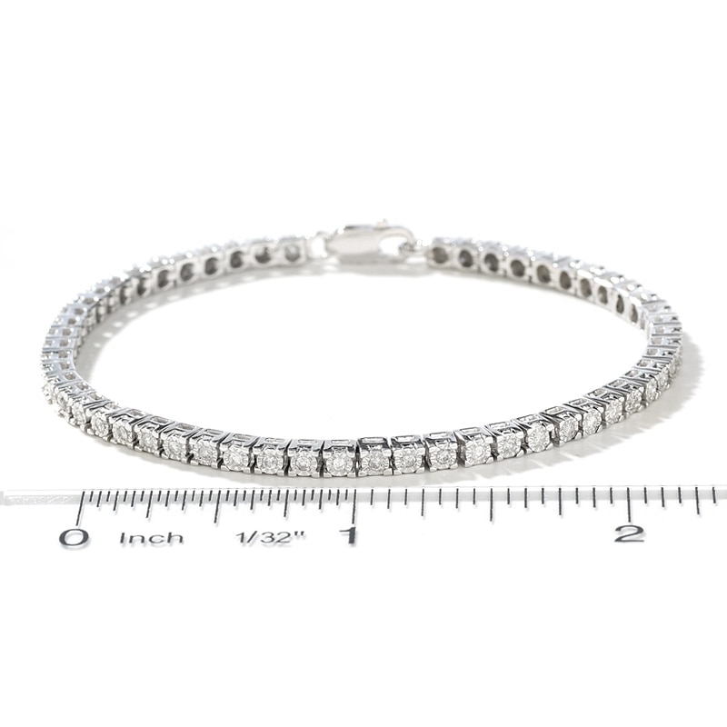 Main Image 3 of 3/4 CT. T.W. Diamond Tennis Bracelet in Sterling Silver