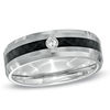 Thumbnail Image 1 of 7.0mm Comfort Fit Tungsten and Carbon Fiber Wedding Band with Diamond Accent - Size 10