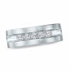 Thumbnail Image 0 of Men's 1 CT. T.W. Diamond Five Stone Brushed Band in 14K White Gold