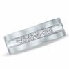 Thumbnail Image 0 of Men's 1/4 CT. T.W. Diamond Five Stone Brushed Band in 14K White Gold