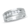 Thumbnail Image 0 of Men's 1/2 CT. T.W. Diamond Five Stone Brushed Band in 14K White Gold