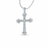 Thumbnail Image 0 of 1/10 CT. T.W. Diamond Milgrain Cross Pendant in Sterling Silver