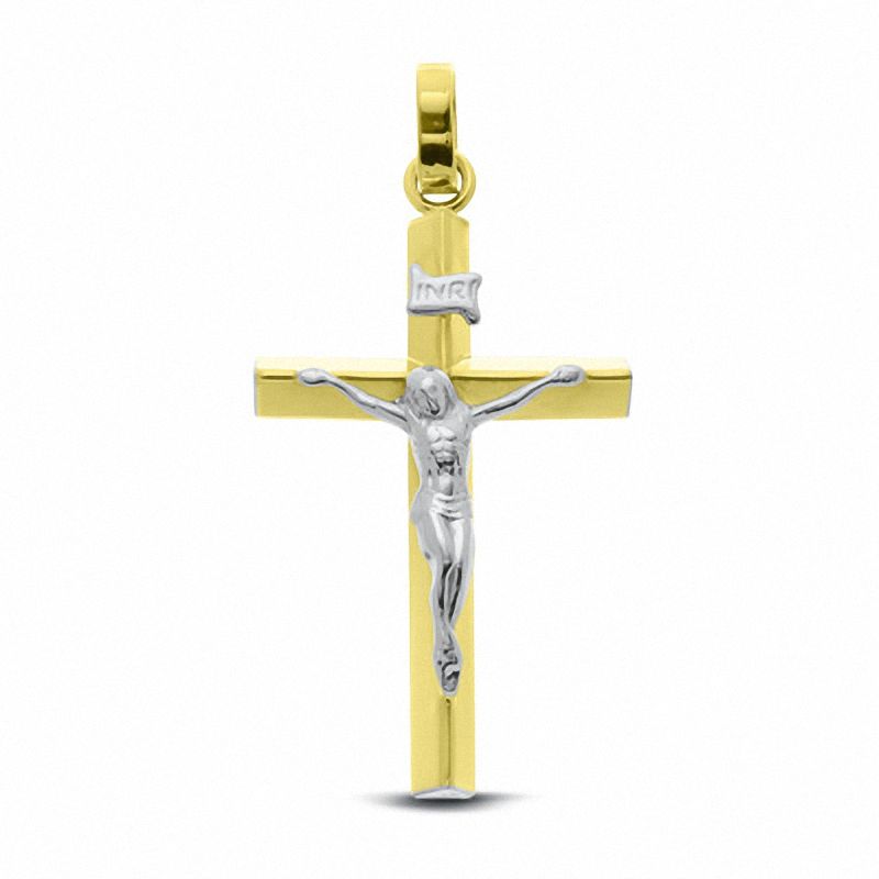 Main Image 1 of 14K Two-Tone Gold Triangular Crucifix Charm