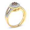 Thumbnail Image 1 of 1 CT. T.W. Champagne and White Diamond Flower Ring in 14K Gold