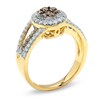 Thumbnail Image 1 of 1 CT. T.W. Champagne and White Diamond Flower Ring in 14K Gold