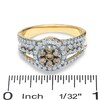 Thumbnail Image 2 of 1 CT. T.W. Champagne and White Diamond Flower Ring in 14K Gold