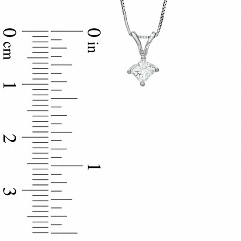 Main Image 2 of 1/4 CT. Princess-Cut Diamond Solitaire Pendant in 14K White Gold