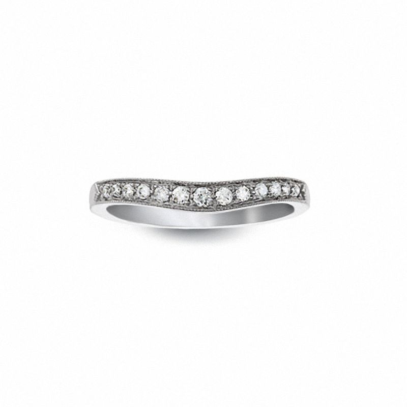 Main Image 1 of Milgrain Diamond Solitaire Enhancer in 14K White Gold with Diamond Accents