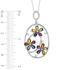 Thumbnail Image 1 of Multi-Color Sapphire and 1/8 CT. T.W. Diamond Flower Circle Pendant in 14K White Gold