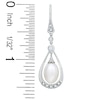 Vintage Oval Cultured Akoya Pearl Drop Earrings in 14K White Gold with White Topaz and Diamond Accents