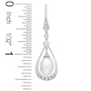 Thumbnail Image 2 of Vintage Oval Akoya Cultured Pearl Drop Earrings in 14K White Gold with White Topaz and Diamond Accents