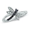 Thumbnail Image 0 of Enhanced Black and White Diamond Dragonfly Ring in 14K White Gold