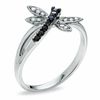 Thumbnail Image 2 of Enhanced Black and White Diamond Dragonfly Ring in 14K White Gold