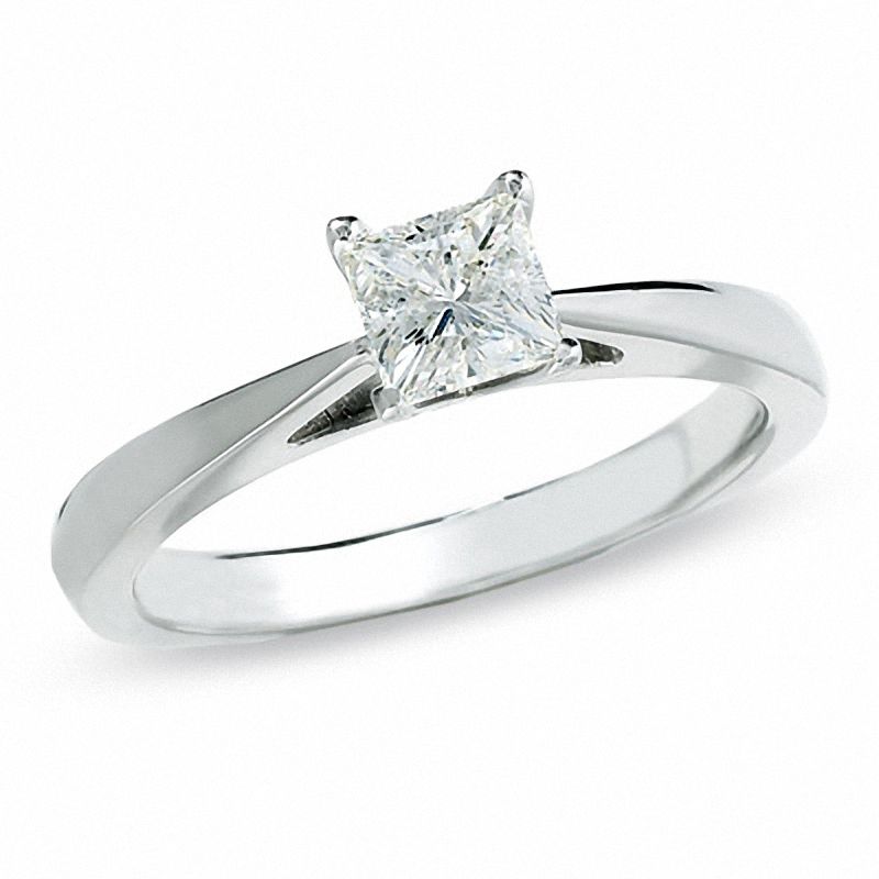 Celebration Lux® 0.45 CT. Princess-Cut Diamond Solitaire Engagement Ring in 18K White Gold (I/SI2)