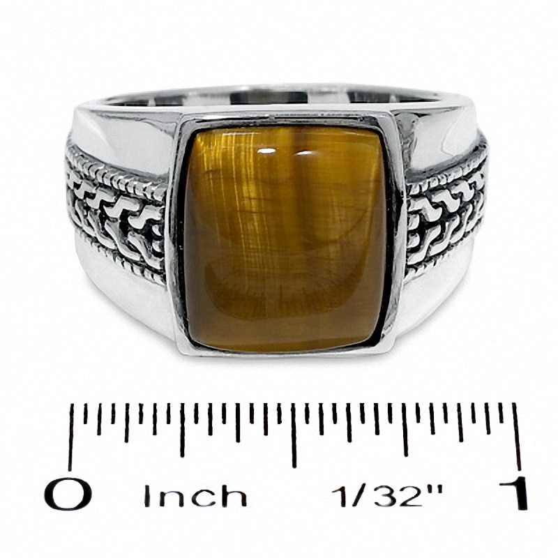 Main Image 3 of Men's Tiger Eye Large Quartz Ring in Sterling Silver