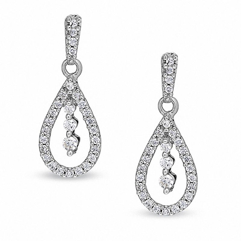 Main Image 1 of 1/3 CT. T.W. Diamond Pear-Shaped Drop Earrings in 10K White Gold