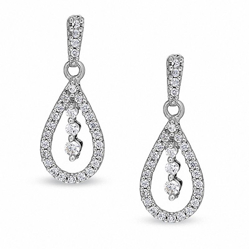 1/3 CT. T.W. Diamond Pear-Shaped Drop Earrings in 10K White Gold