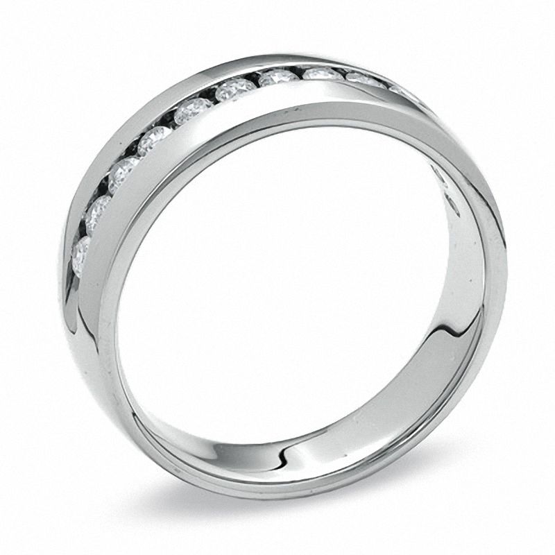 Men's 1/2 CT. T.W. Diamond Wedding Band in 14K White Gold