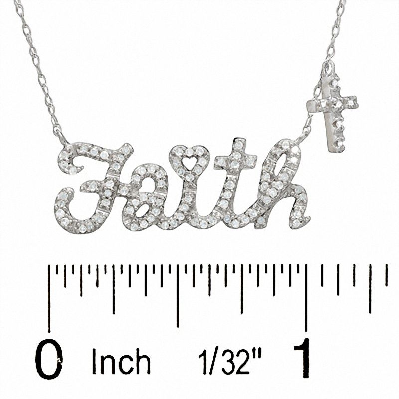 1/5 CT. T.W. Diamond "Faith" Necklace in 10K White Gold