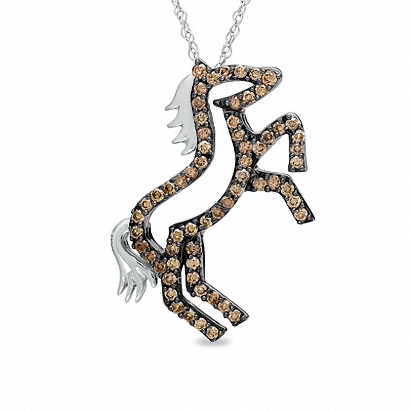 Main Image 1 of 1/3 CT. T.W. Champagne Diamond Pony Pendant in 10K White Gold