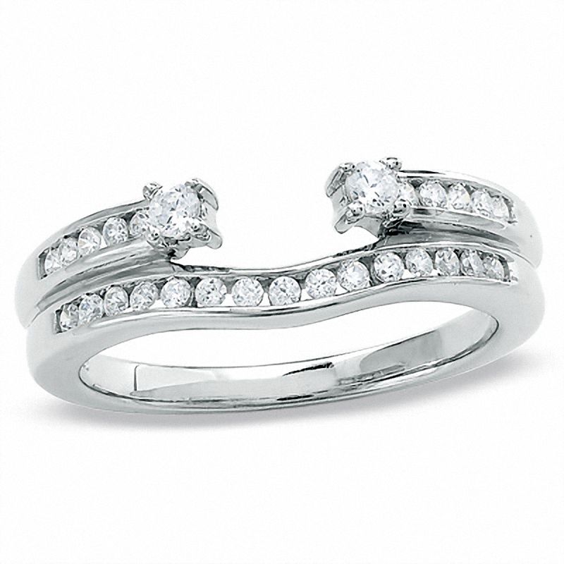 Main Image 1 of 1/3 CT. T.W. Diamond Double Row Solitaire Enhancer in 14K White Gold