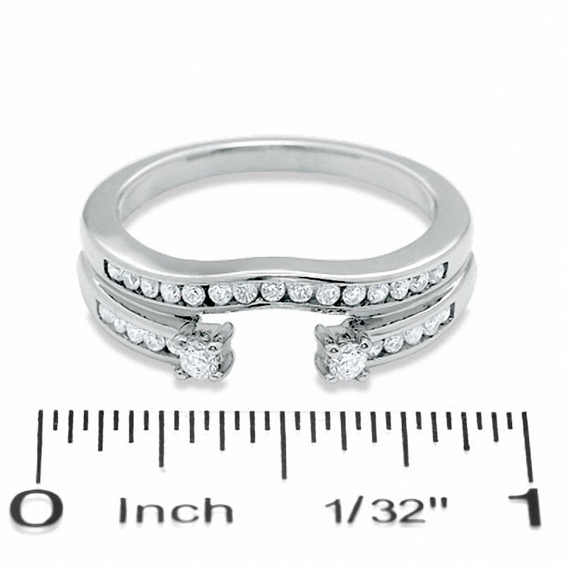 Main Image 3 of 1/3 CT. T.W. Diamond Double Row Solitaire Enhancer in 14K White Gold