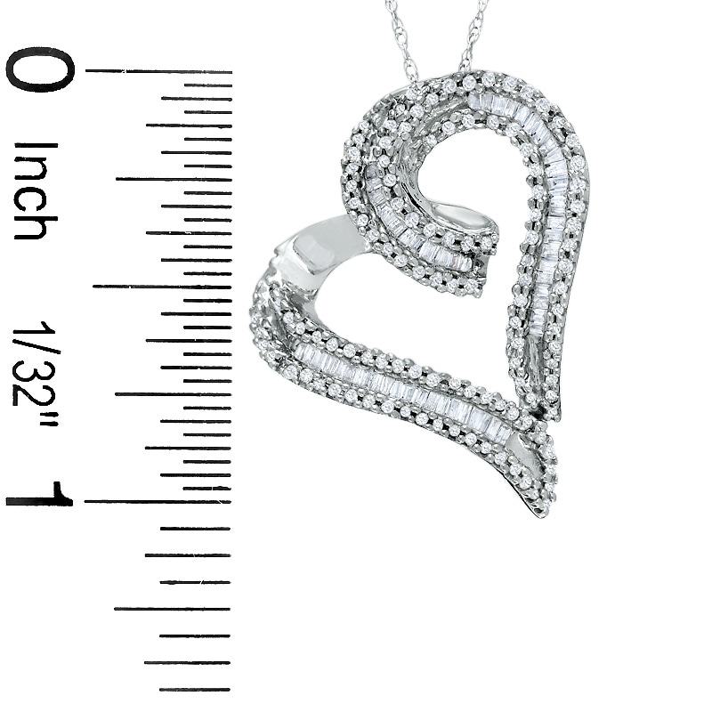 1/2 CT. T.W. Diamond Curly Cue Heart Pendant in 10K White Gold