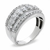 Thumbnail Image 2 of 1 CT. T.W. Baguette and Round Diamond Three Row Ring in 10K White Gold
