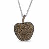 Thumbnail Image 1 of 1/2 CT. T.W. Enhanced Champagne and Whisky Diamond Apple Pendant in 10K White Gold