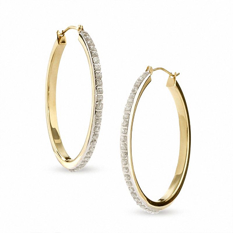 14K Gold Diamond Hoop Earrings