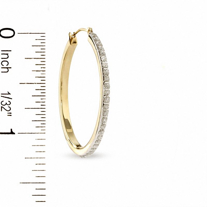 Main Image 2 of Diamond Fascination™ Large Round Hoop Earrings in 14K Gold