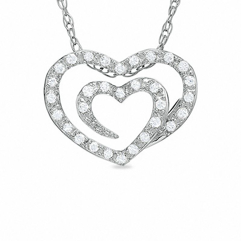 The Shared Heart® 1/10 CT. T.W. Diamond Pendant in 14K White Gold