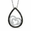 Thumbnail Image 1 of The Shared Heart® 1/2 CT. T.W. Enhanced Black and White Diamond Teardrop Pendant in 14K White Gold