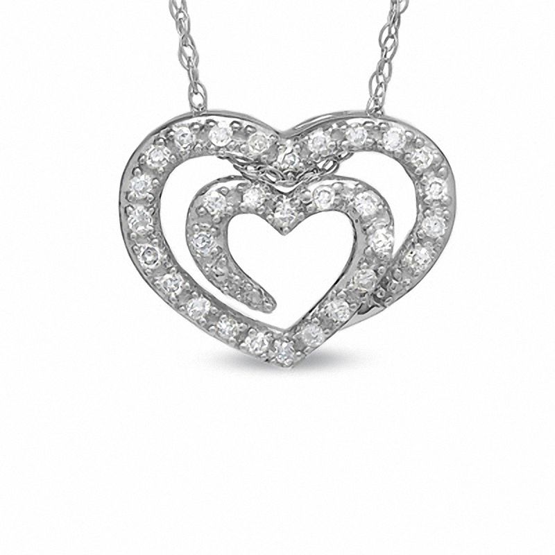 Main Image 1 of The Shared Heart® 1/10 CT. T.W. Diamond Pendant in 14K White Gold