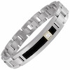 Thumbnail Image 2 of Onyx and Diamond ID Bracelet in Titanium and 14K Gold - 8.5"