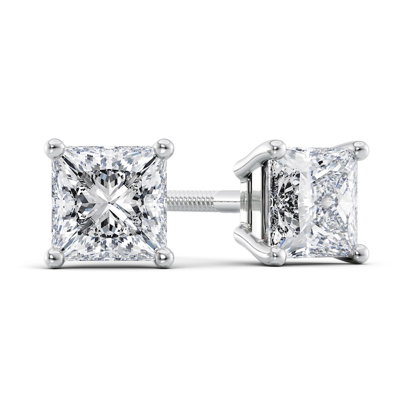 Main Image 1 of 1 CT. T.W. Certified Princess-Cut Diamond Solitaire Stud Earrings in Platinum (I/VS2)