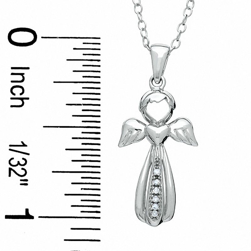 Diamond Accent Mini Angel Pendant in Sterling Silver