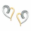 Thumbnail Image 0 of Diamond Accent Heart Stud Swish Earrings in Two-Tone Sterling Silver