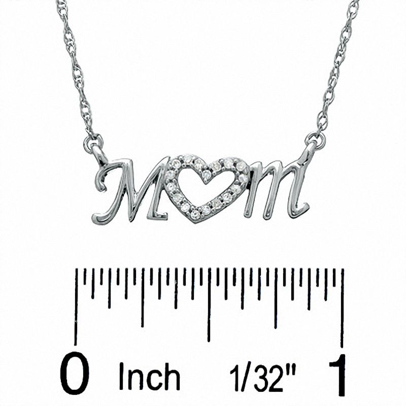 Main Image 2 of Diamond Accent Mom Heart Necklace in Sterling Silver